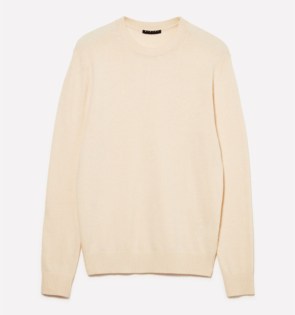 Beigefarbener Pullover mit Rundhalsausschnitt in normaler Passform - rundhalspullover für herren - Beige | Sisley image number 1